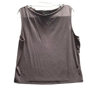 I.N. Studio Womens Tank Top Brown Size Large Nylon Blend Stretch Pullon